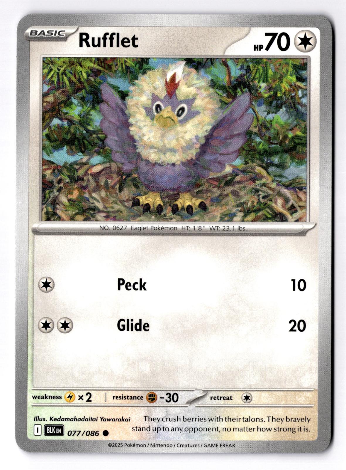 Rufflet 077/086 Common Black Bolt Pokemon Near Mint