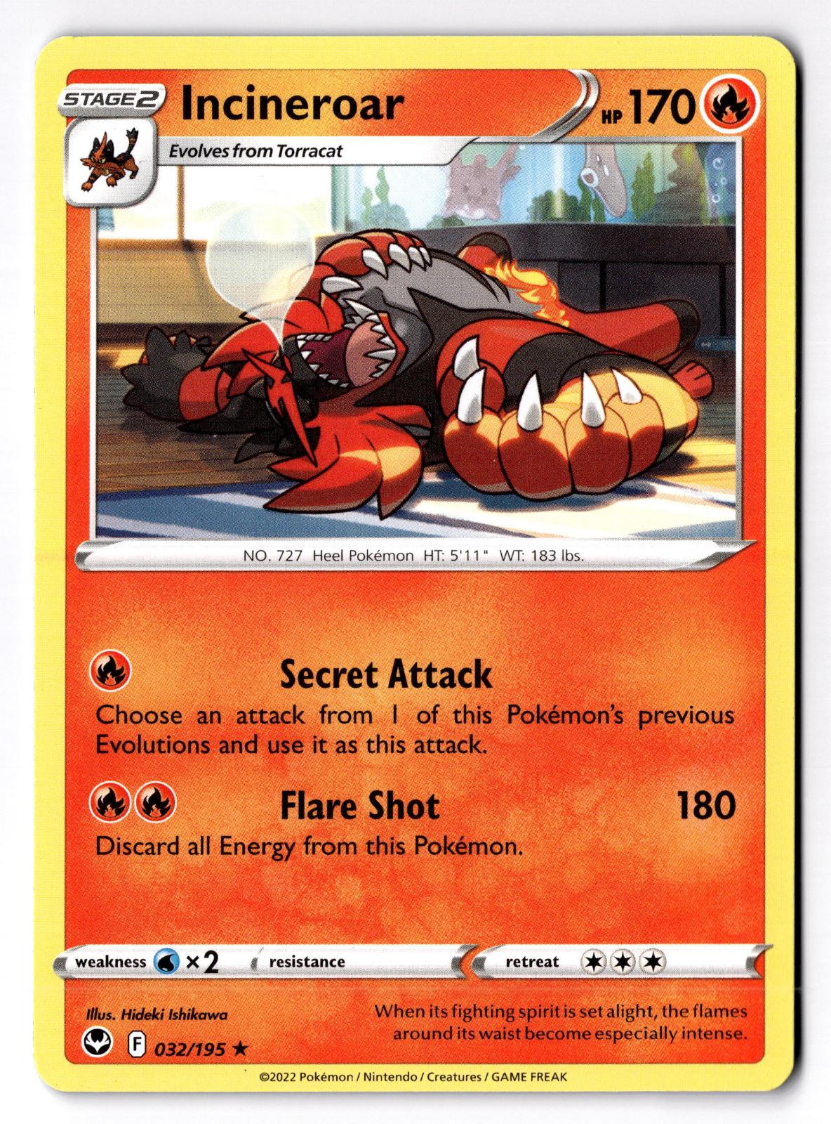 Incineroar 032/195 Rare Silver Tempest Pokemon Lightly Played