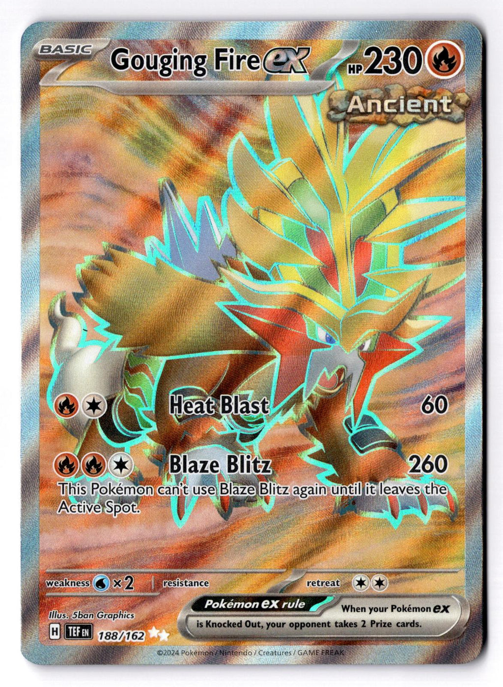 Gouging Fire ex 188/162 Ultra Rare Temporal Forces Pokemon Holo Near Mint