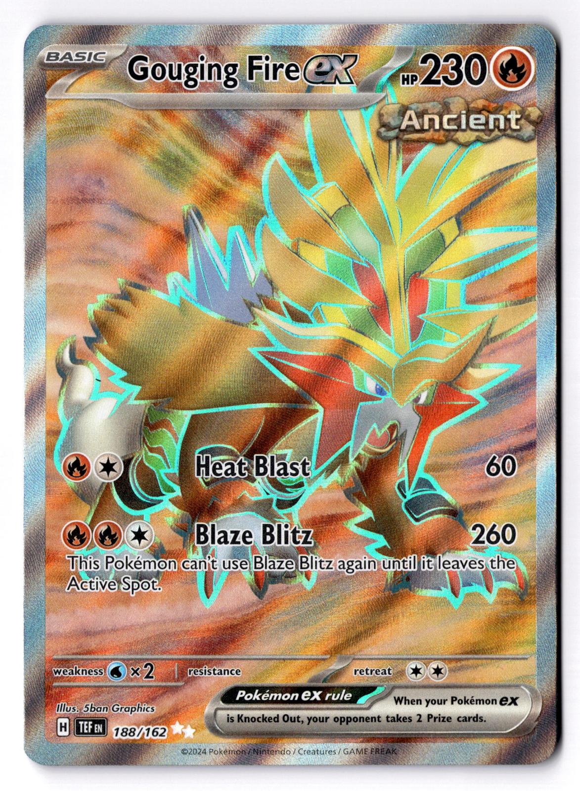 Gouging Fire ex 188/162 Ultra Rare Temporal Forces Pokemon Holo Near Mint