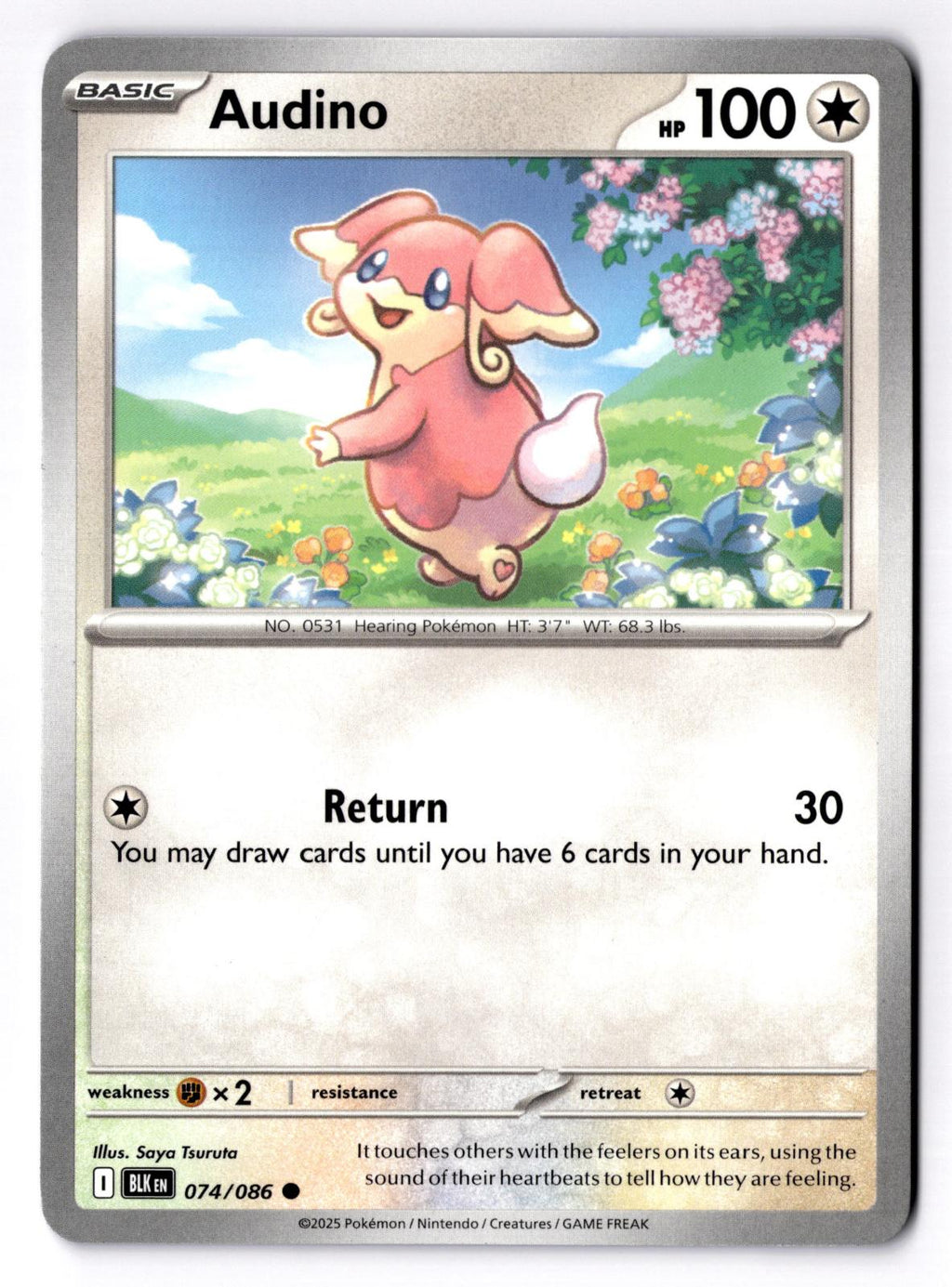 Audino 074/086 Common Black Bolt Pokemon Near Mint