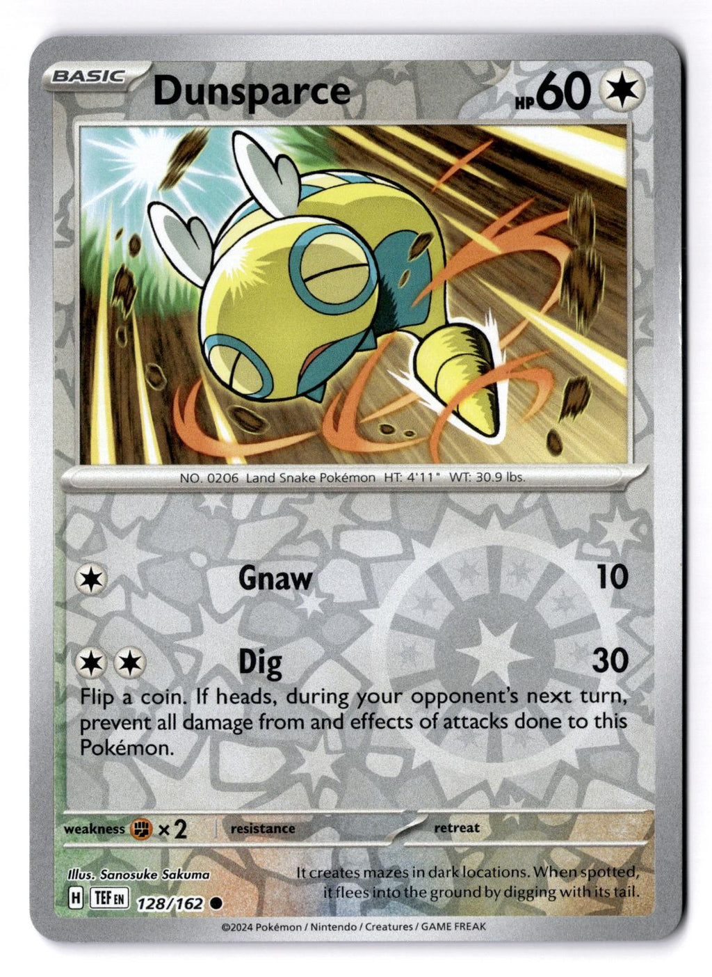 Dunsparce 128/162 Common Temporal Forces Pokemon Reverse Holo Near Mint