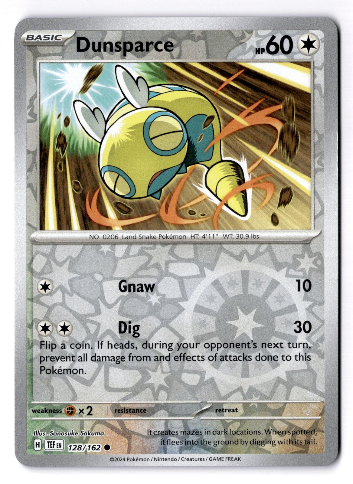 Dunsparce 128/162 Common Temporal Forces Pokemon Reverse Holo Near Mint