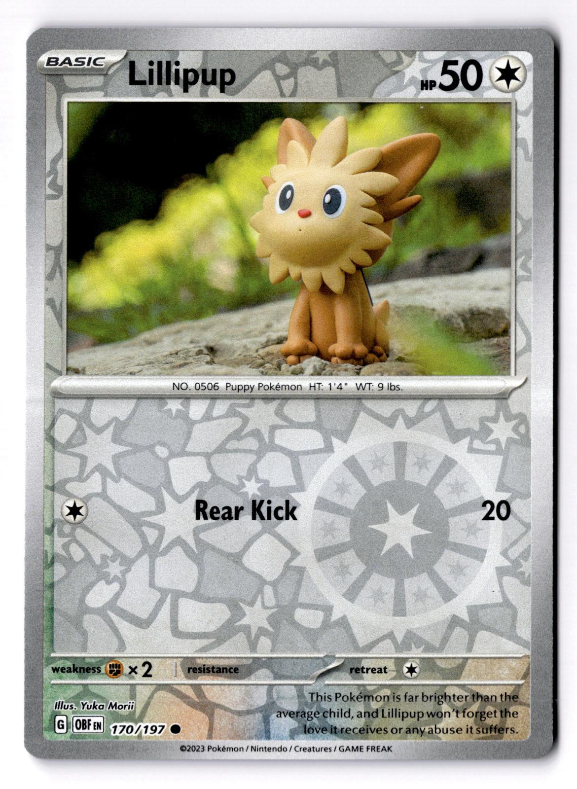 Lillipup 170/197 Common Obsidian Flames Pokemon Reverse Holo Near Mint