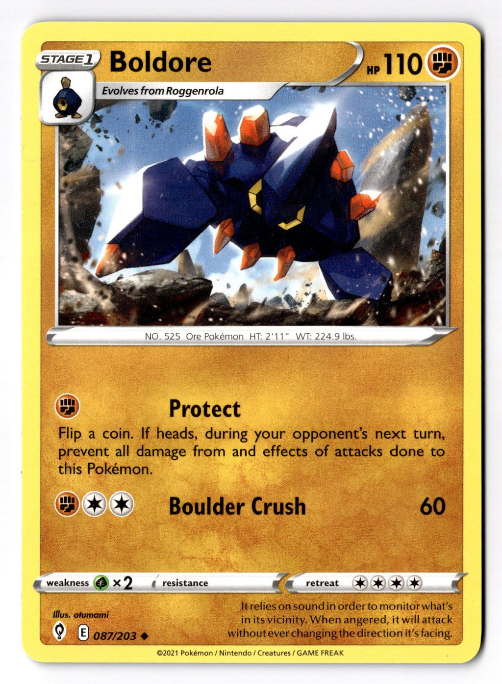Boldore 087/203 Uncommon Evolving Skies Pokemon Lightly Played