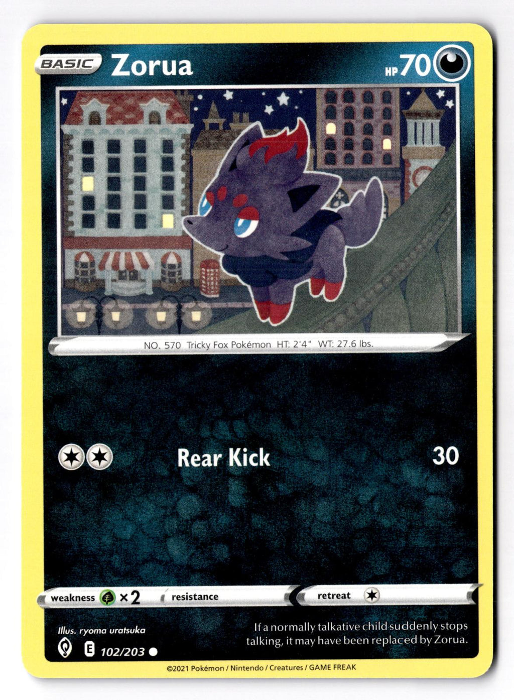 Zorua 102/203 Common Evolving Skies Pokemon Near Mint