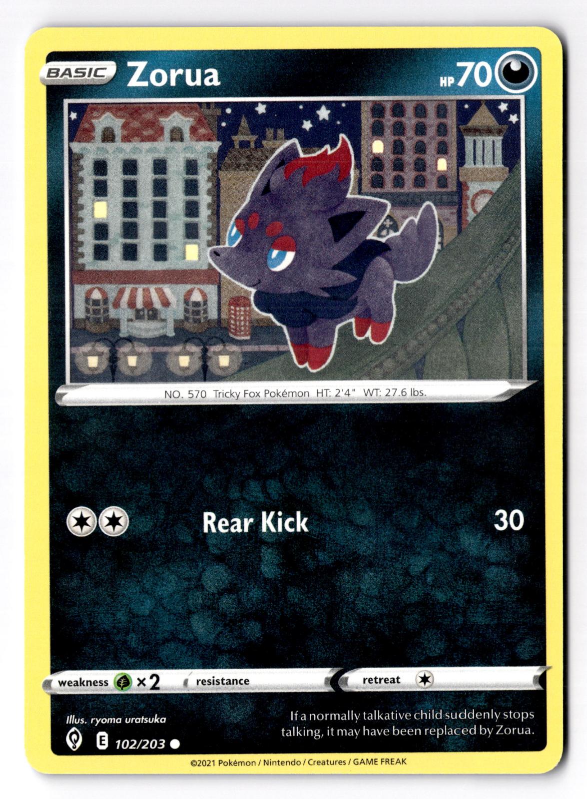 Zorua 102/203 Common Evolving Skies Pokemon Near Mint
