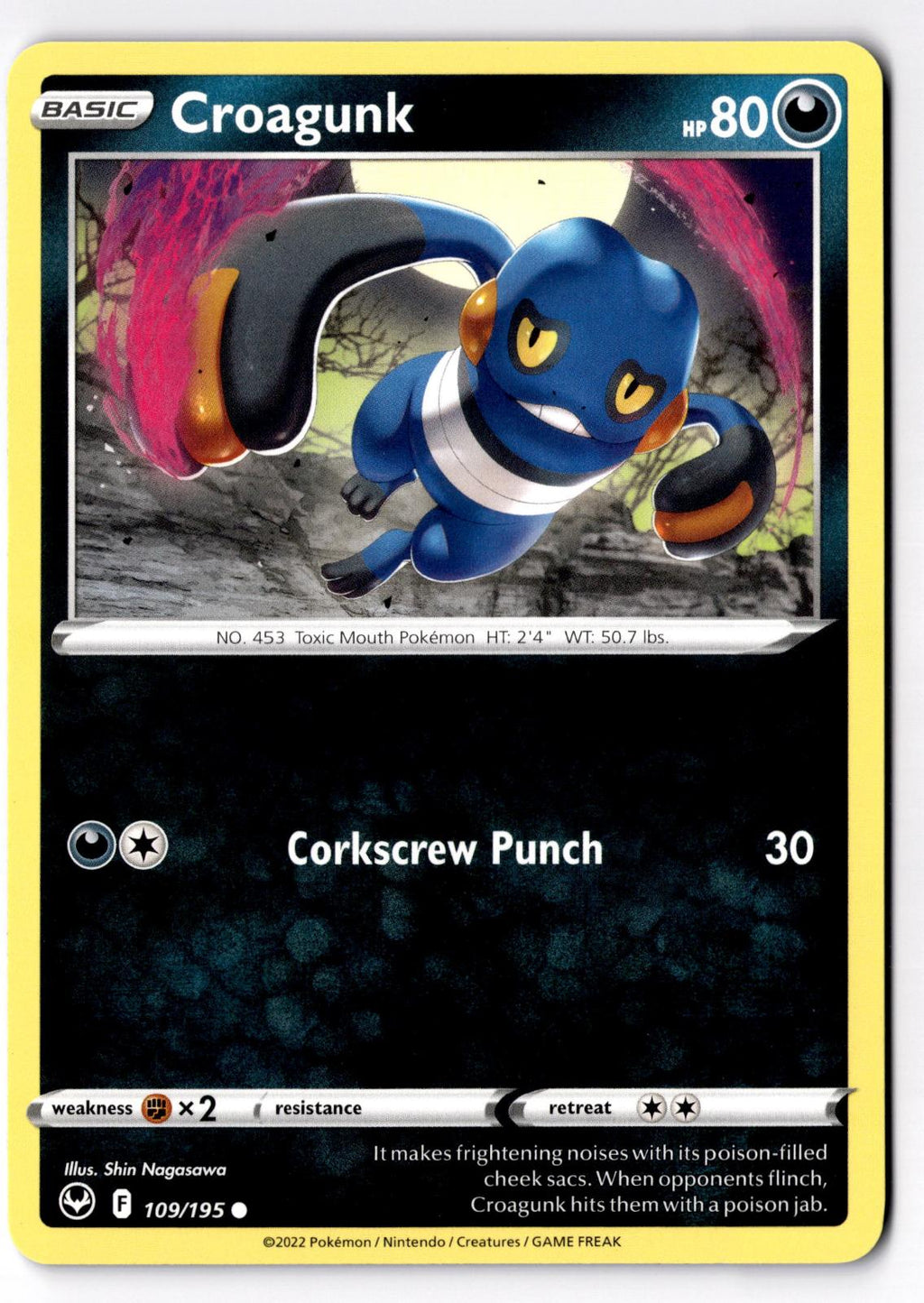 Croagunk 109/195 Common Silver Tempest Pokemon Near Mint