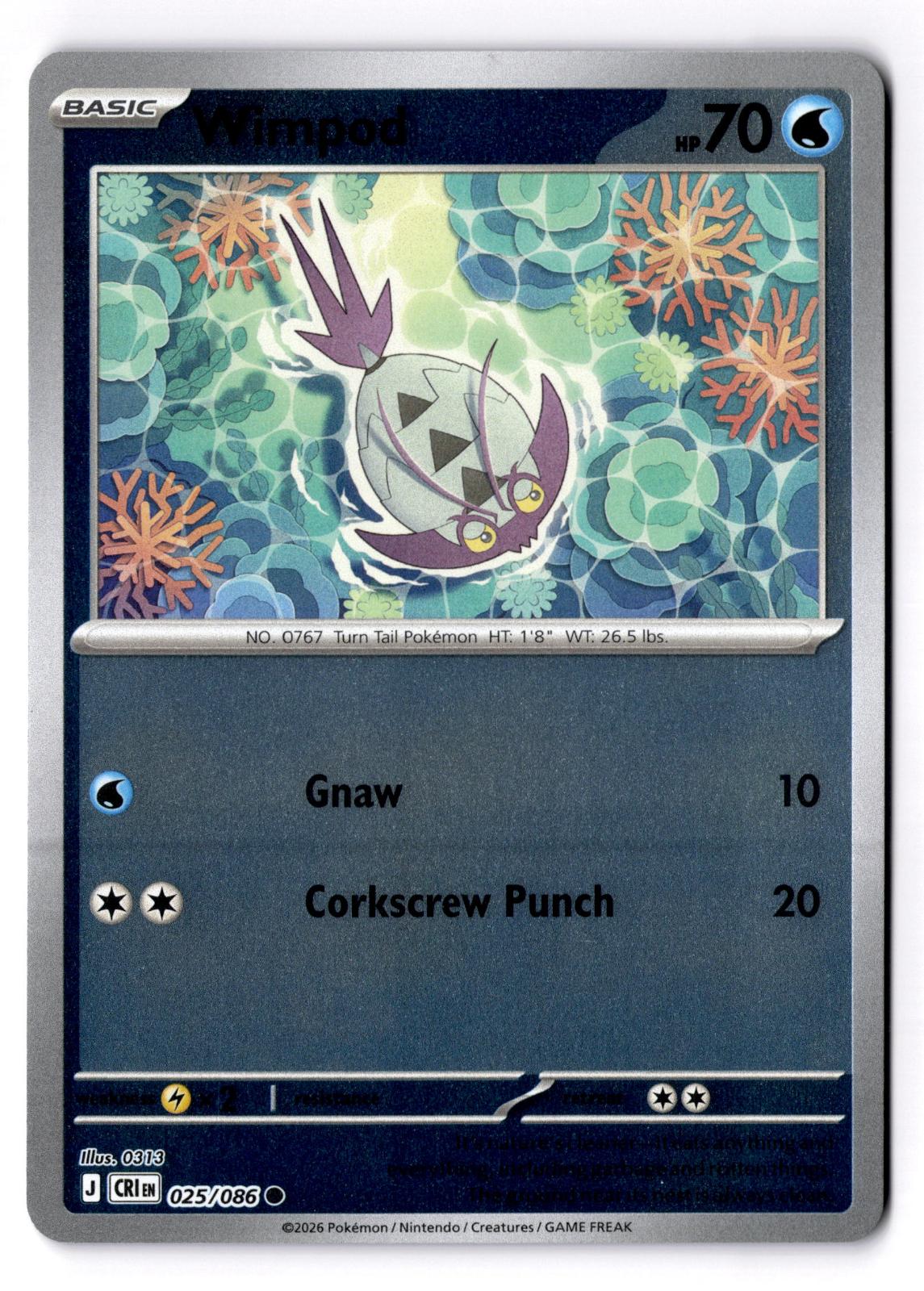 Wimpod 025/086 Common Chaos Rising Pokemon Reverse Holo Near Mint