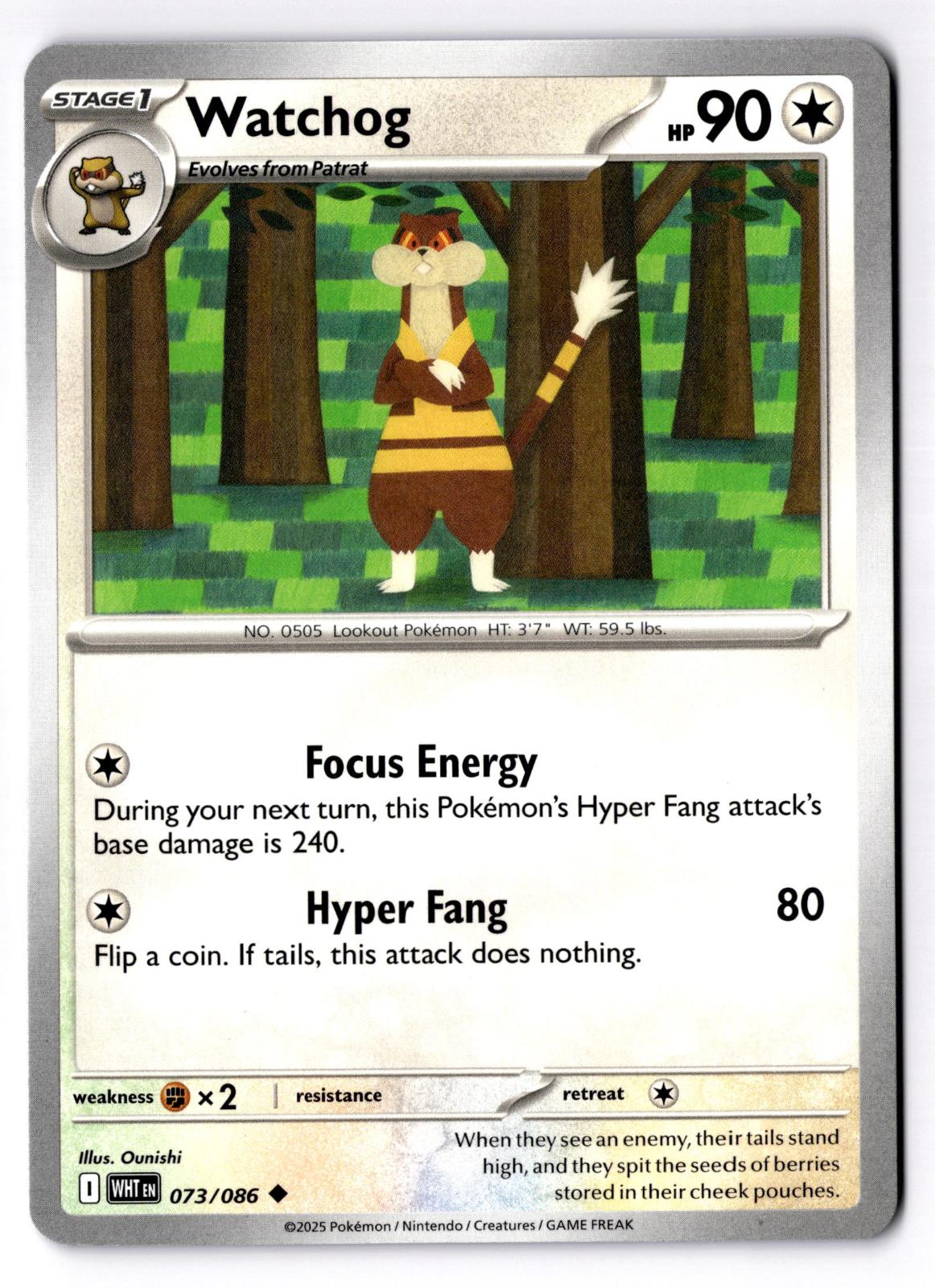 Watchog 073/086 Uncommon White Flare Pokemon Near Mint