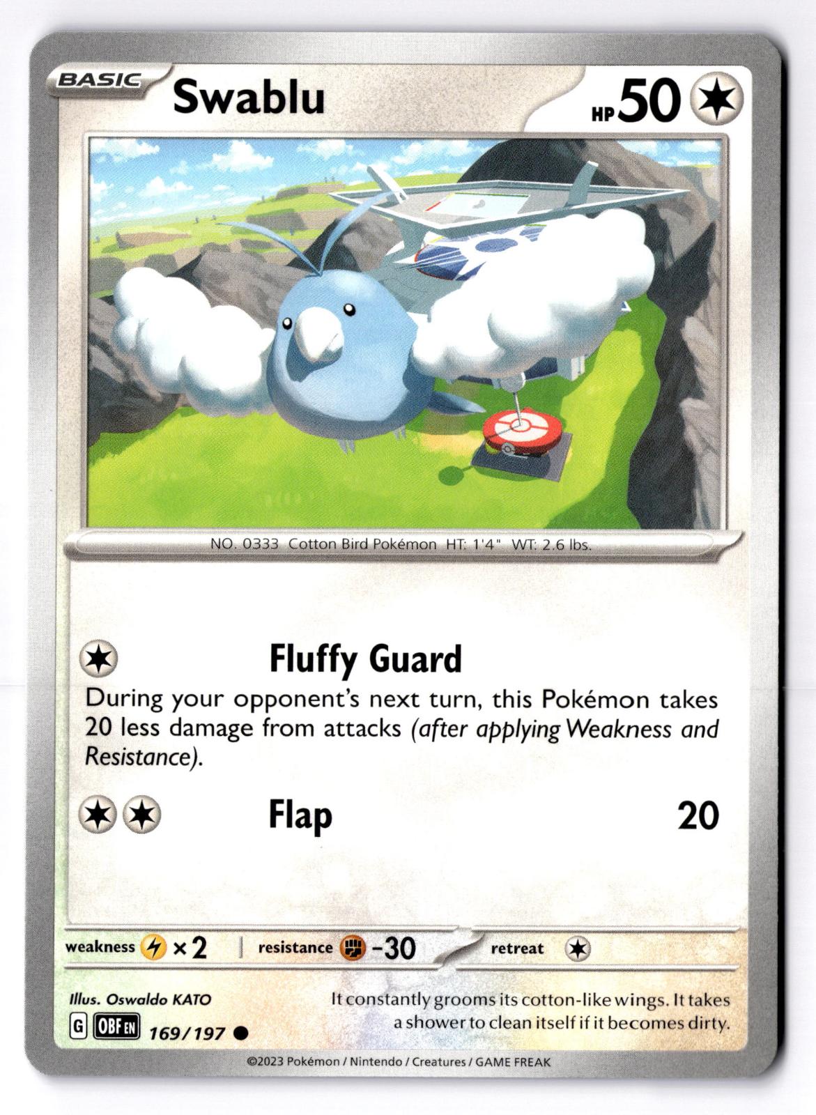 Swablu 169/197 Common Obsidian Flames Pokemon Near Mint