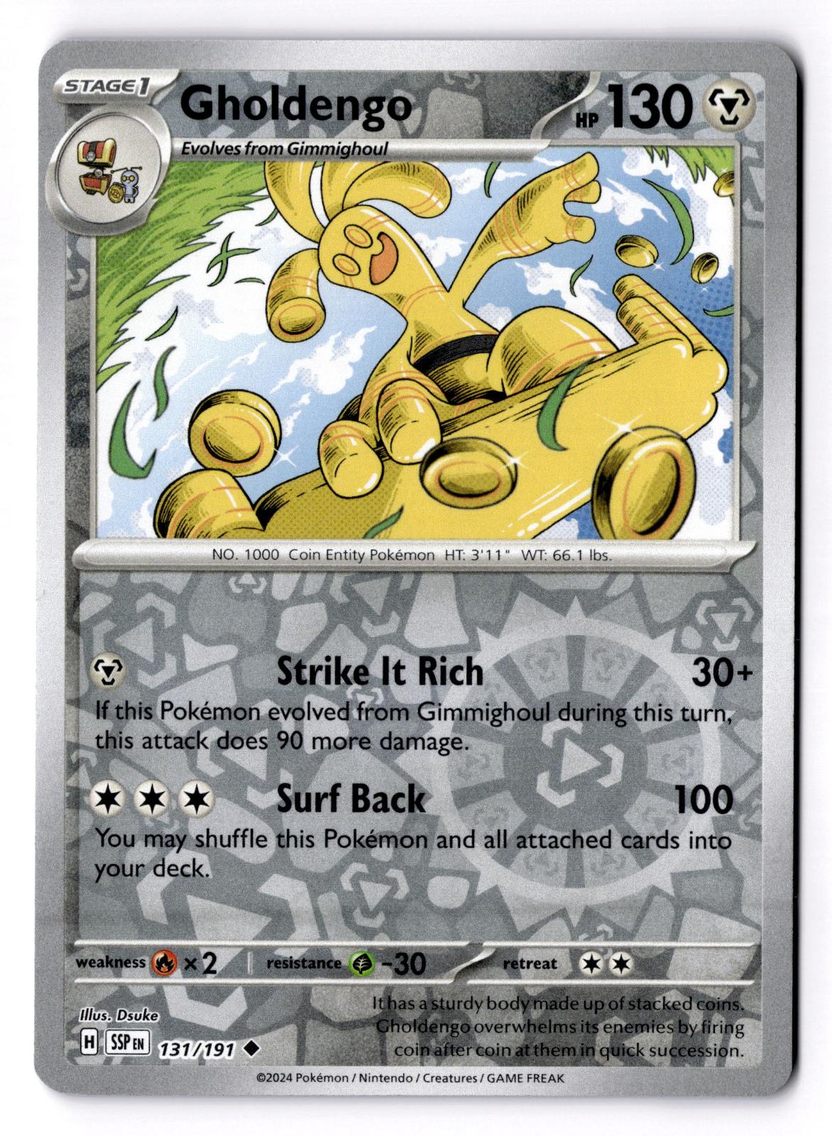 Gholdengo 131/191 Uncommon Surging Sparks Pokemon Reverse Holo Near Mint