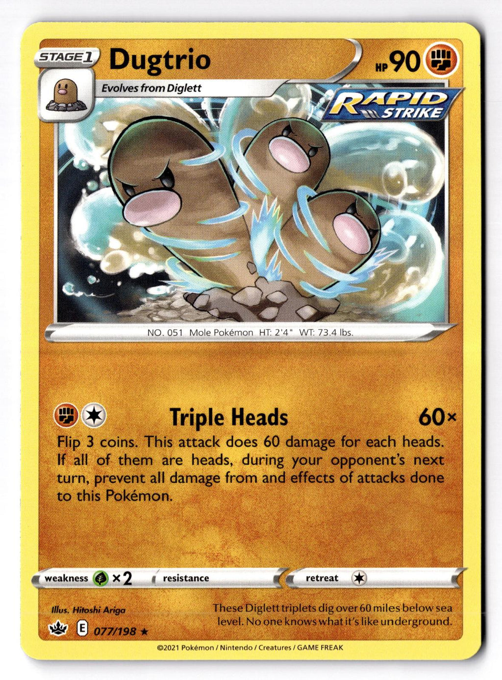 Dugtrio 077/198 Rare Chilling Reign Pokemon Lightly Played