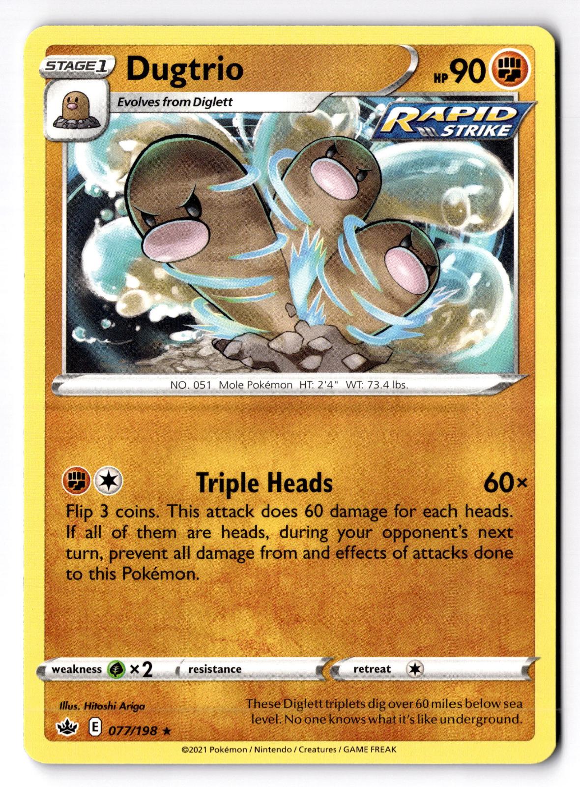 Dugtrio 077/198 Rare Chilling Reign Pokemon Lightly Played