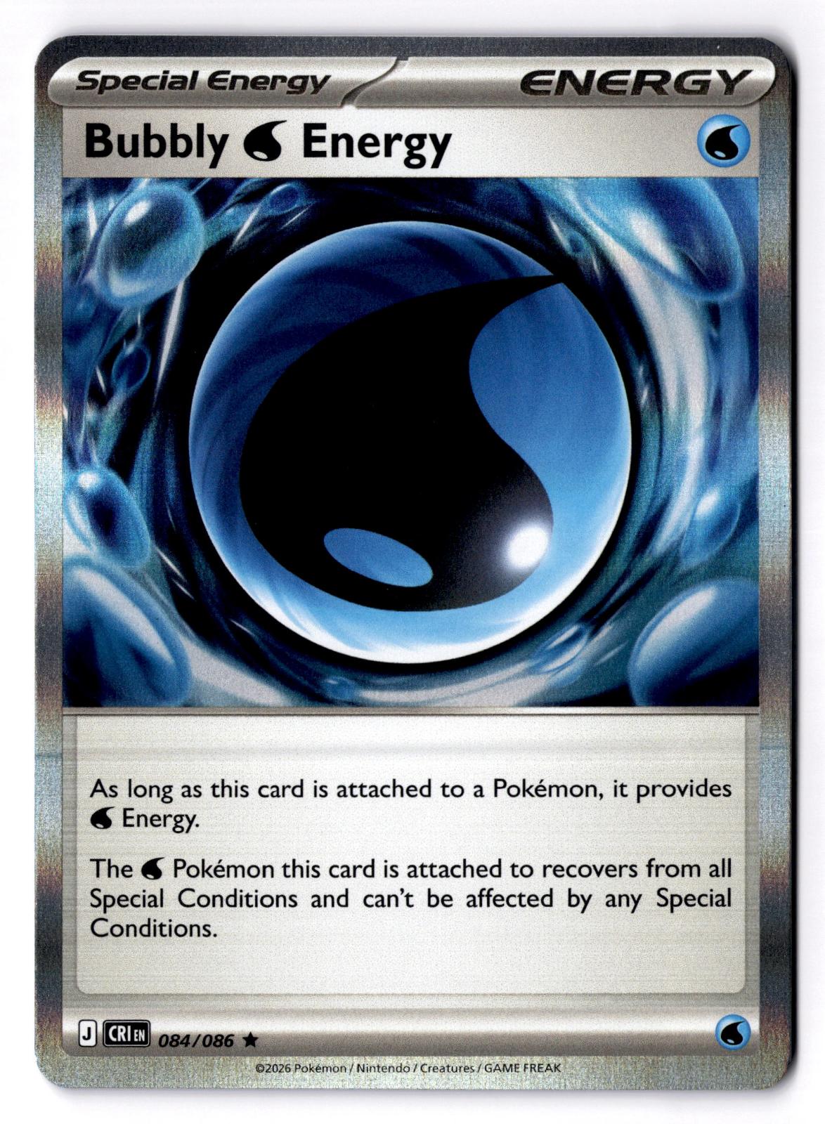Bubbly W Energy 084/086 Holo Rare Chaos Rising Pokemon Near Mint