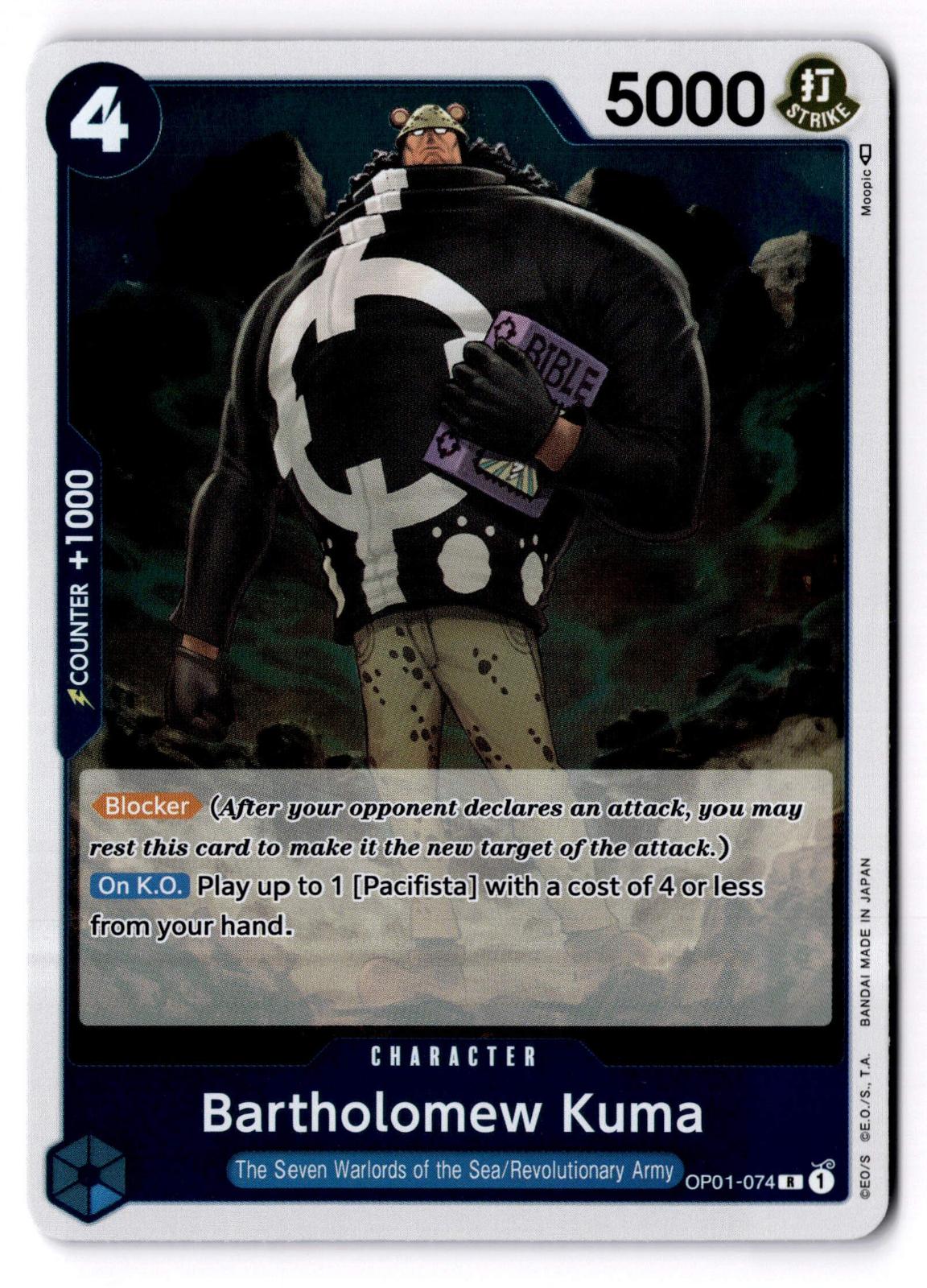 Bartholomew Kuma OP01-074 Rare Romance Dawn One Piece Foil Near Mint