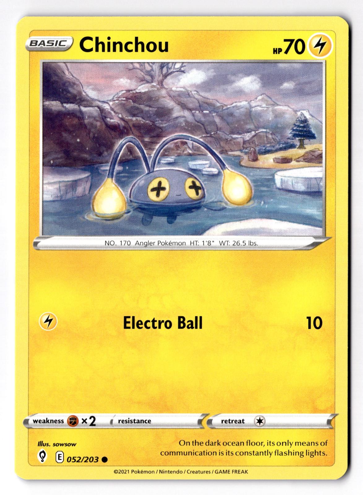 Chinchou 052/203 Common Evolving Skies Pokemon Lightly Played