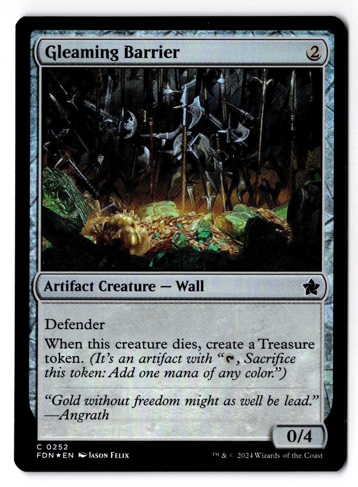 Gleaming Barrier 252 Common Foundations Magic: The Gathering Foil Lightly Played