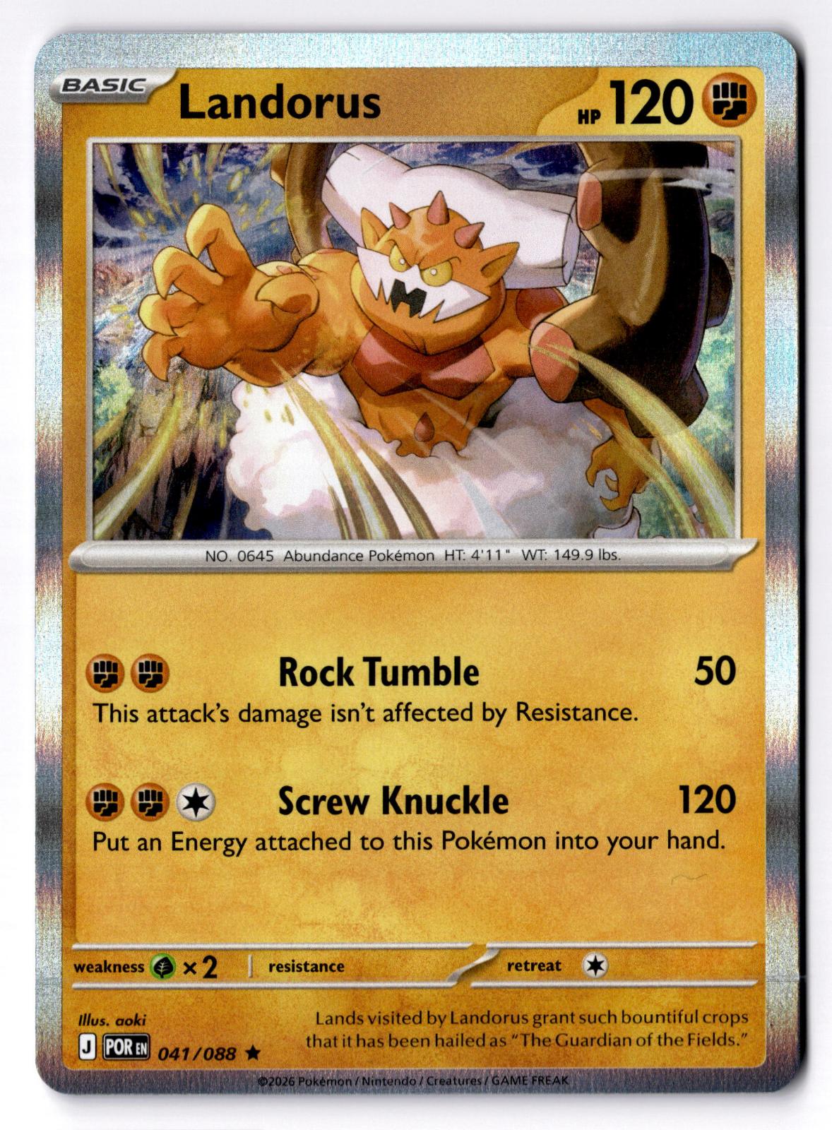 Landorus 041/088 Rare Perfect Order Pokemon Holo Lightly Played