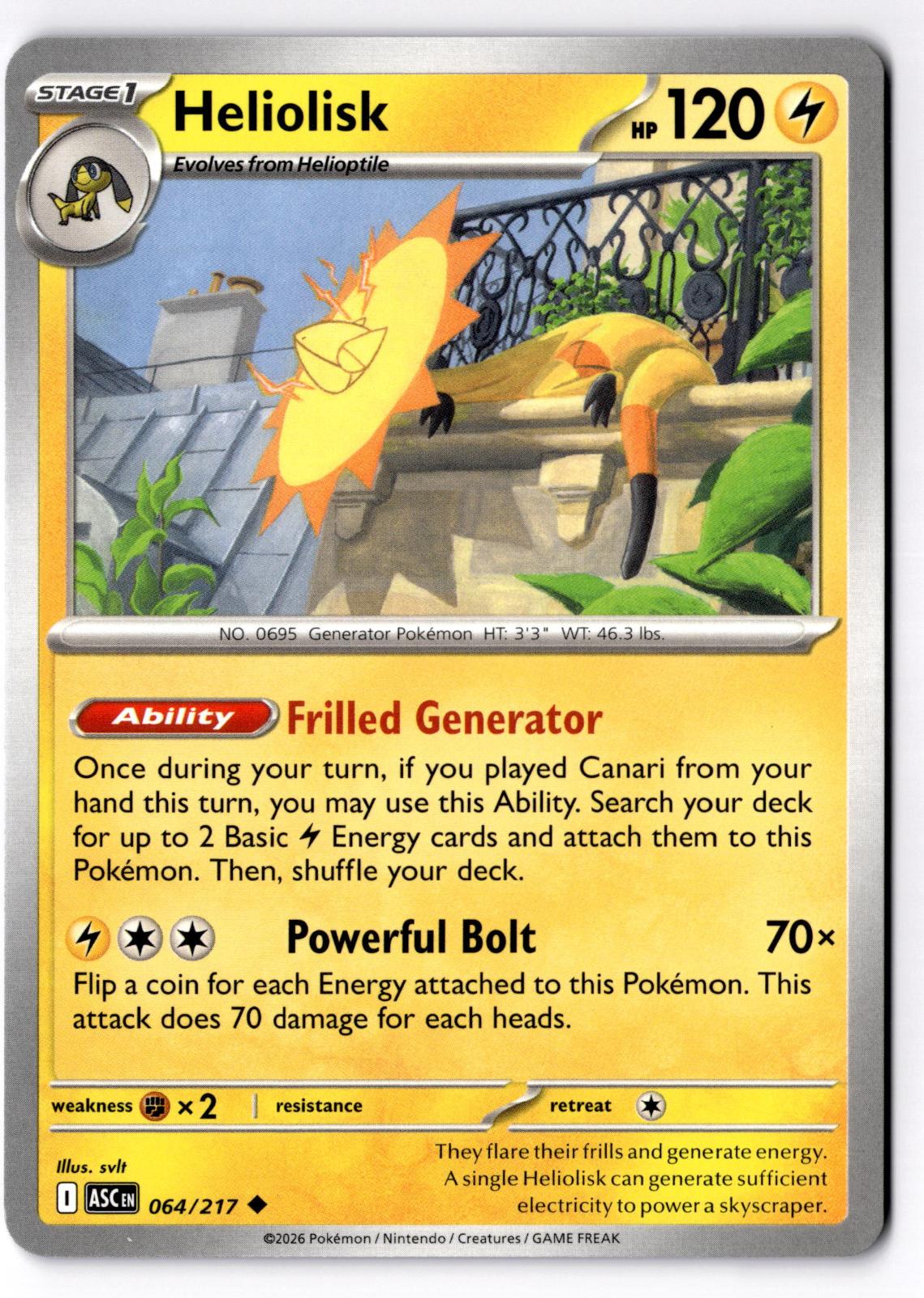 Heliolisk 064/217 Uncommon Ascended Heroes Pokemon Near Mint