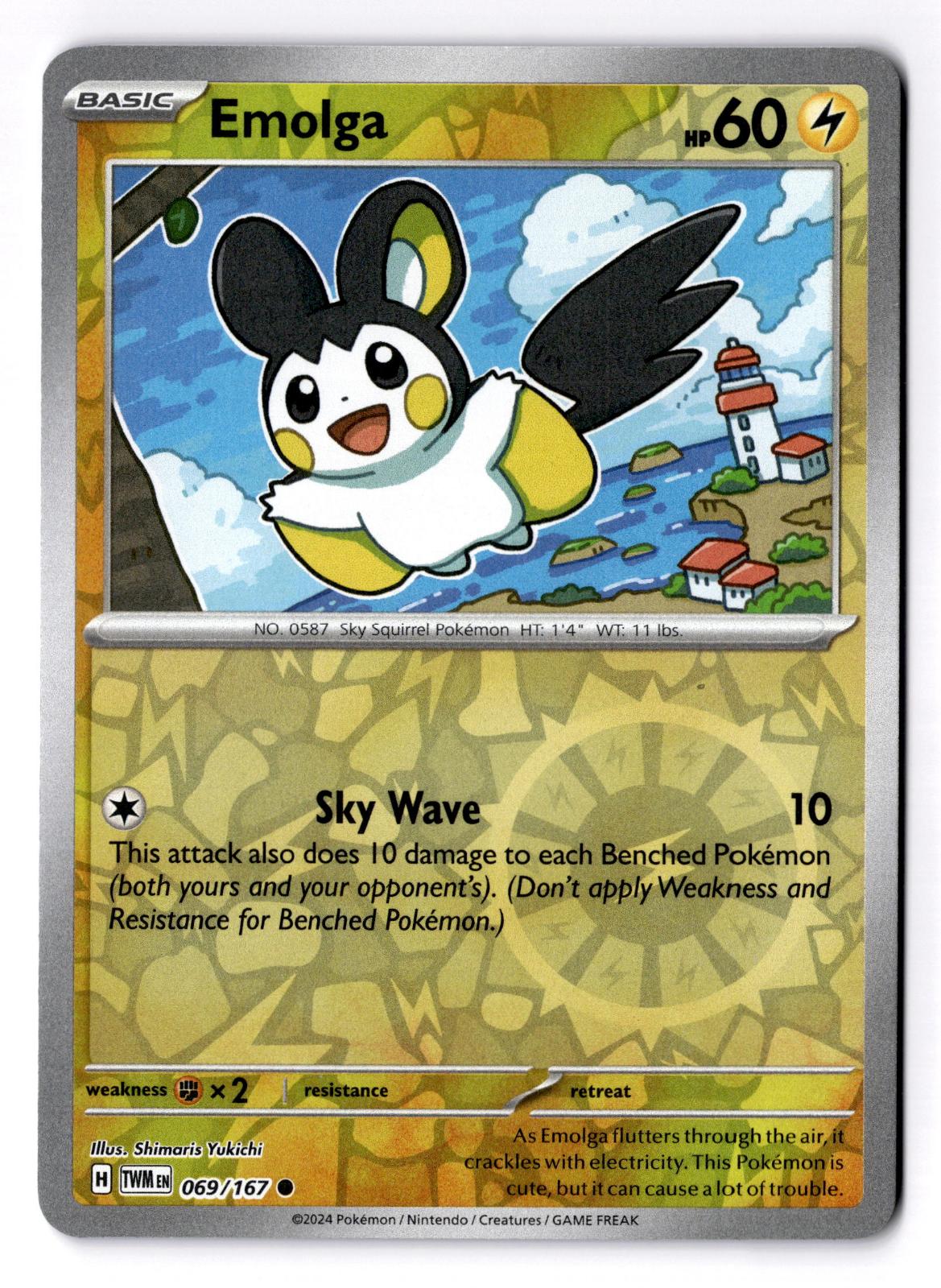 Emolga 069/167 Common Twilight Masquerade Pokemon Reverse Holo Near Mint