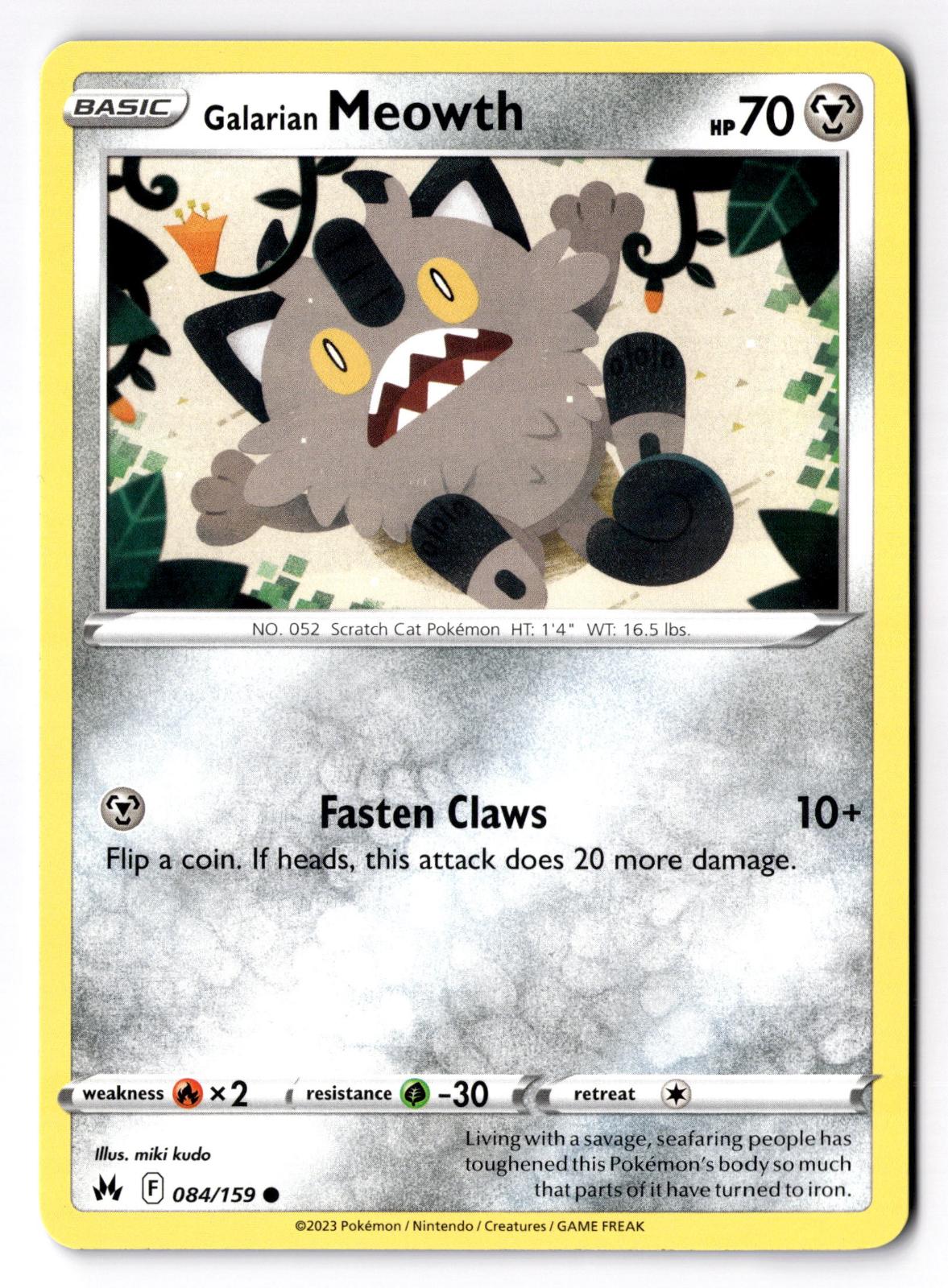 Galarian Meowth 084/159 Common Crown Zenith Pokemon Near Mint