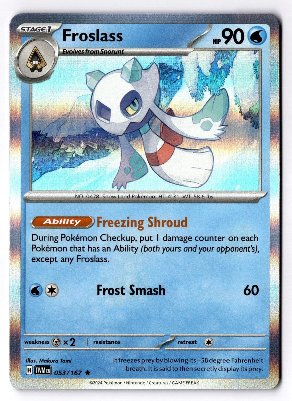 Froslass 053/167 Rare Twilight Masquerade Pokemon Holo Near Mint