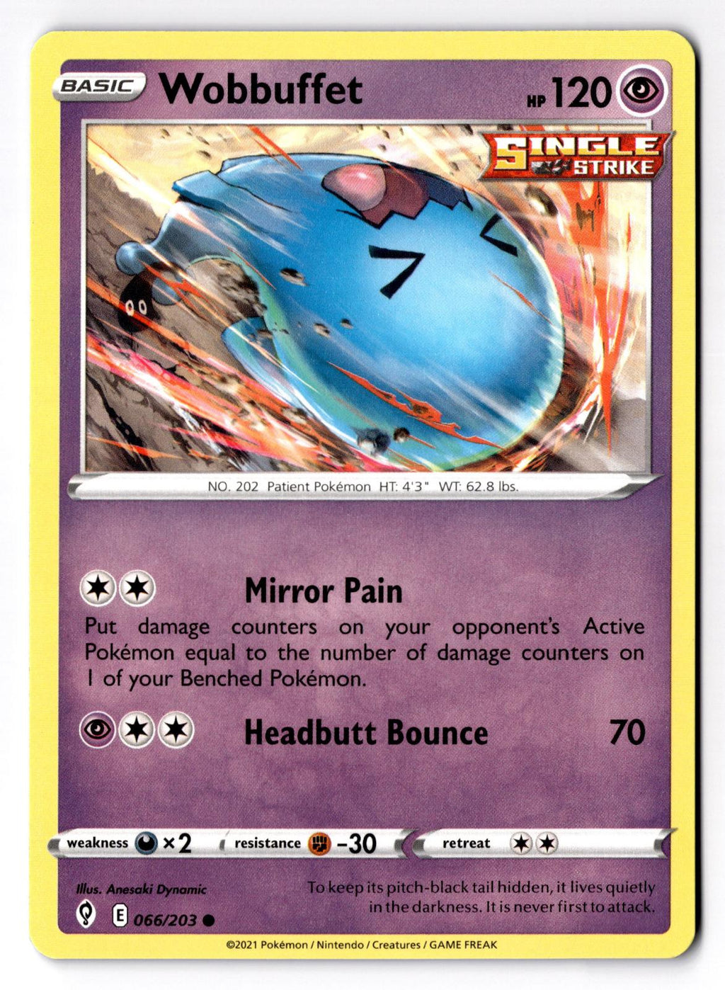 Wobbuffet 066/203 Common Evolving Skies Pokemon Lightly Played