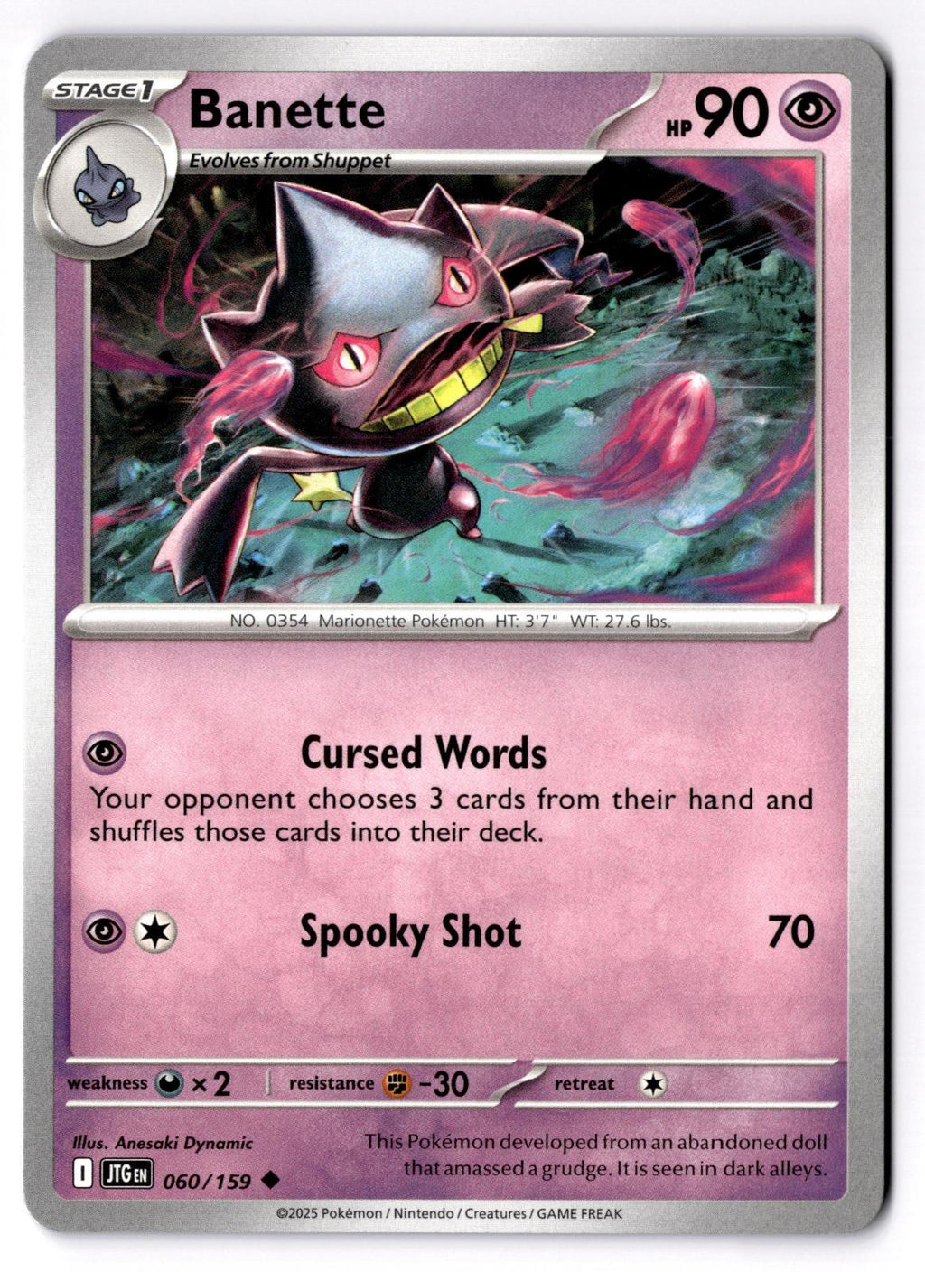 Banette 060/159 Uncommon Journey Together Pokemon Near Mint