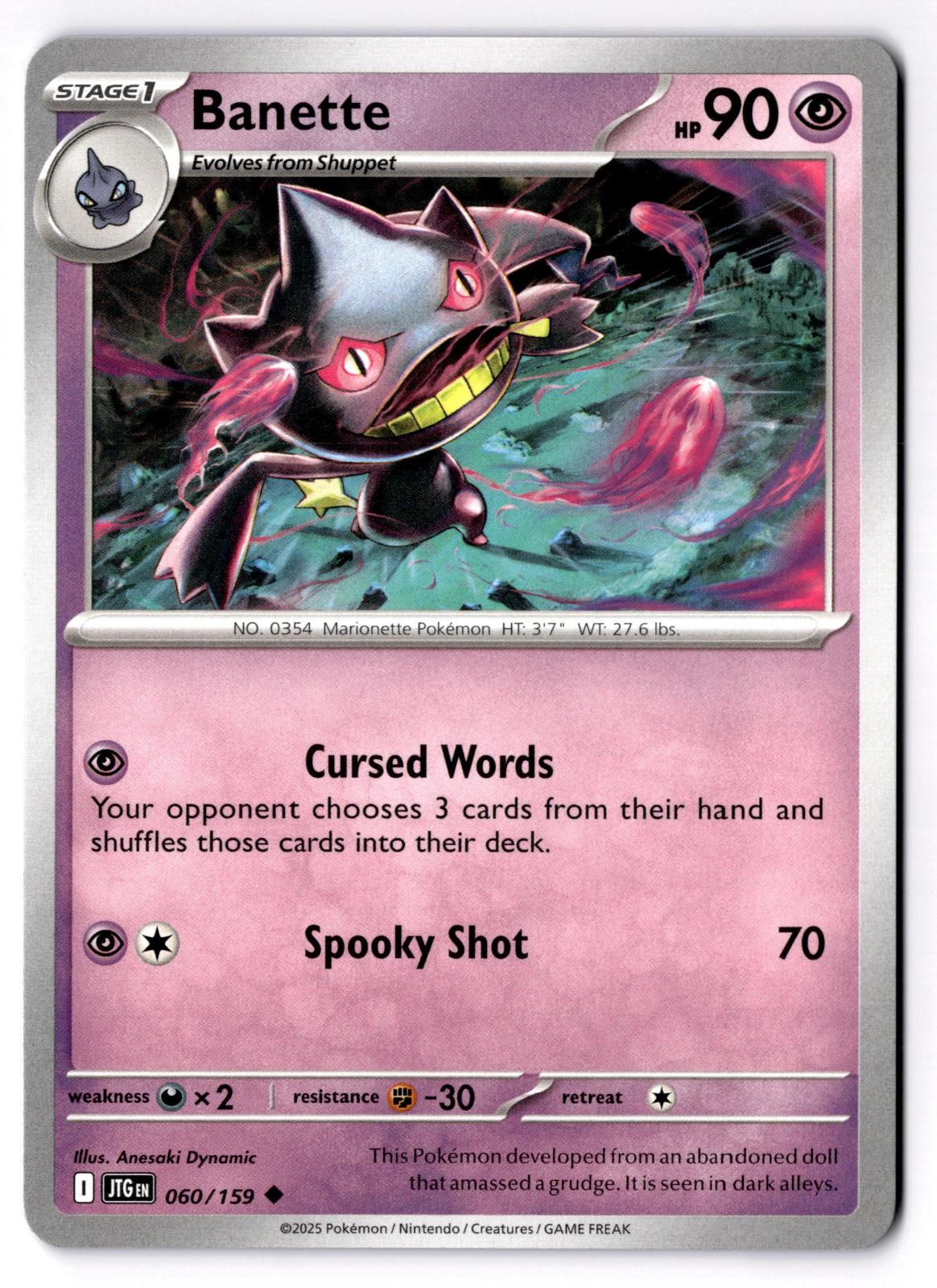 Banette 060/159 Uncommon Journey Together Pokemon Near Mint