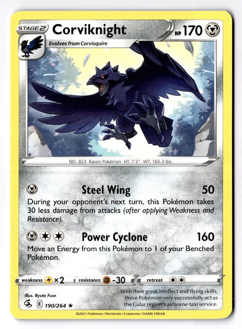Corviknight 190/264 Rare Fusion Strike Pokemon Near Mint