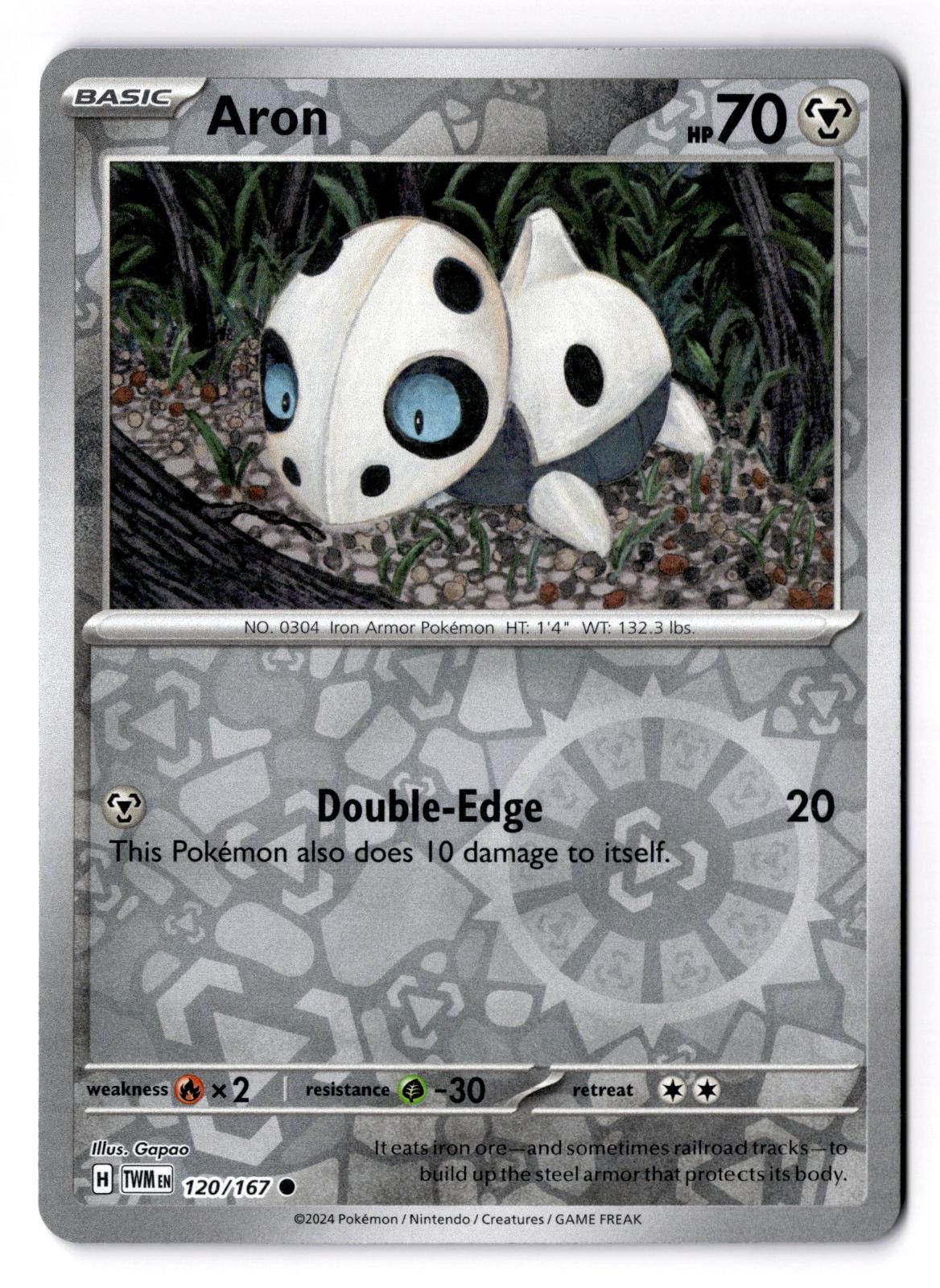 Aron 120/167 Common Twilight Masquerade Pokemon Reverse Holo Near Mint