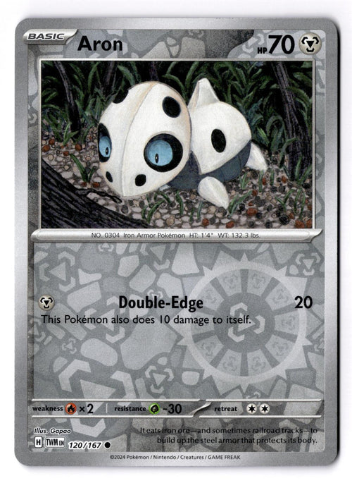 Aron 120/167 Common Twilight Masquerade Pokemon Reverse Holo Near Mint