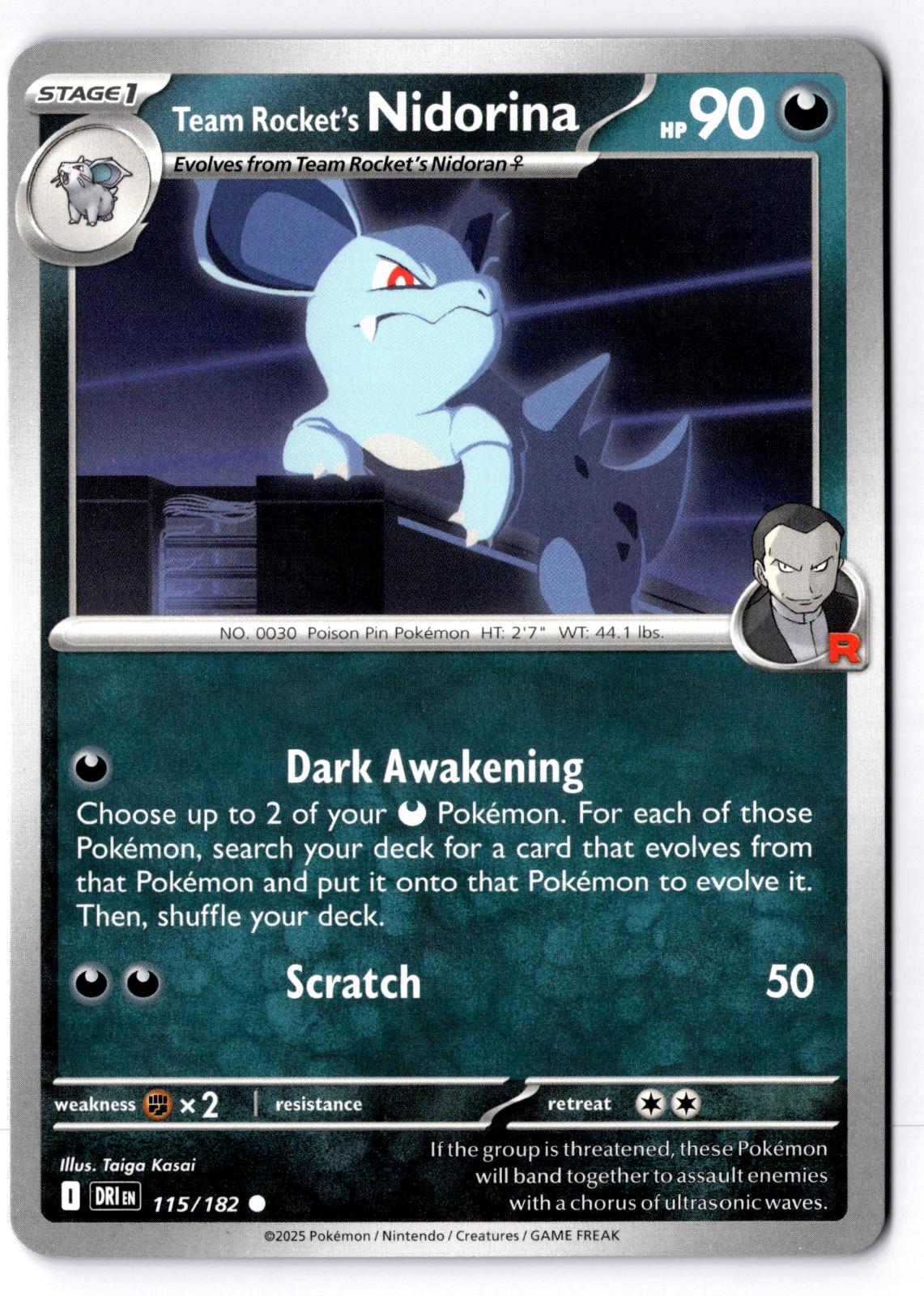 Team Rocket's Nidorina 115/182 Common Destined Rivals Pokemon Near Mint