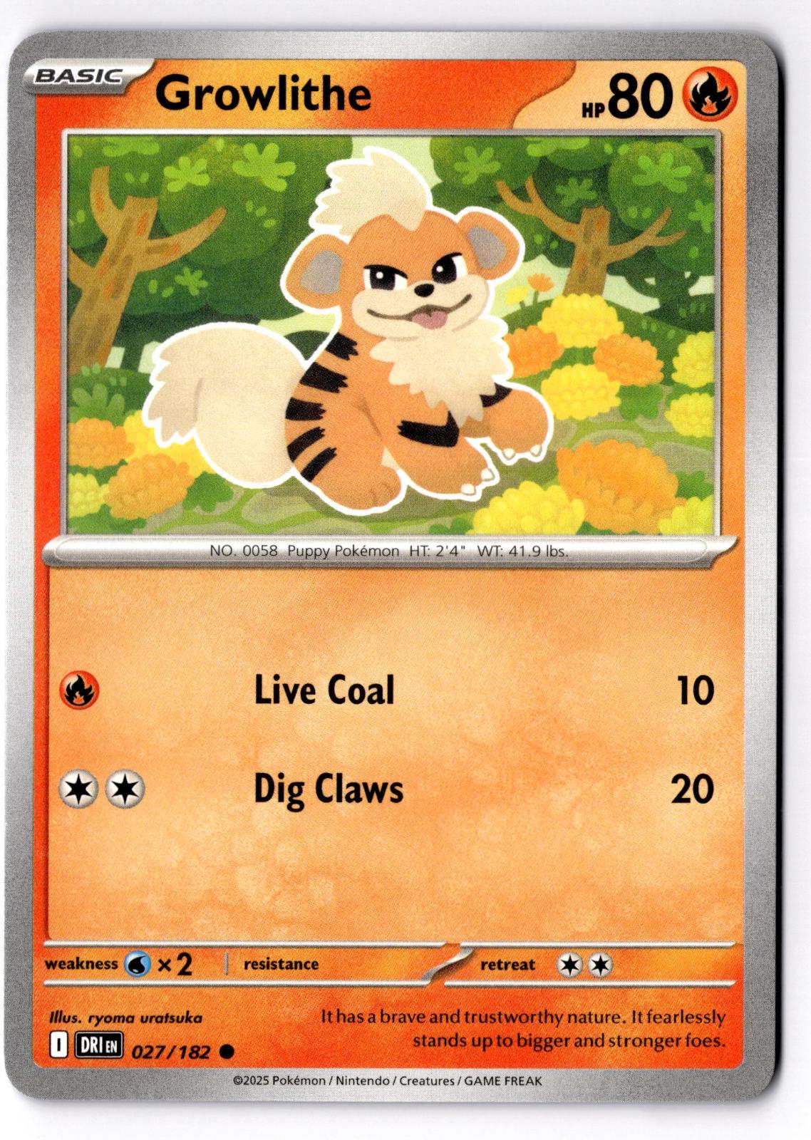 Growlithe 027/182 Common Destined Rivals Pokemon Near Mint