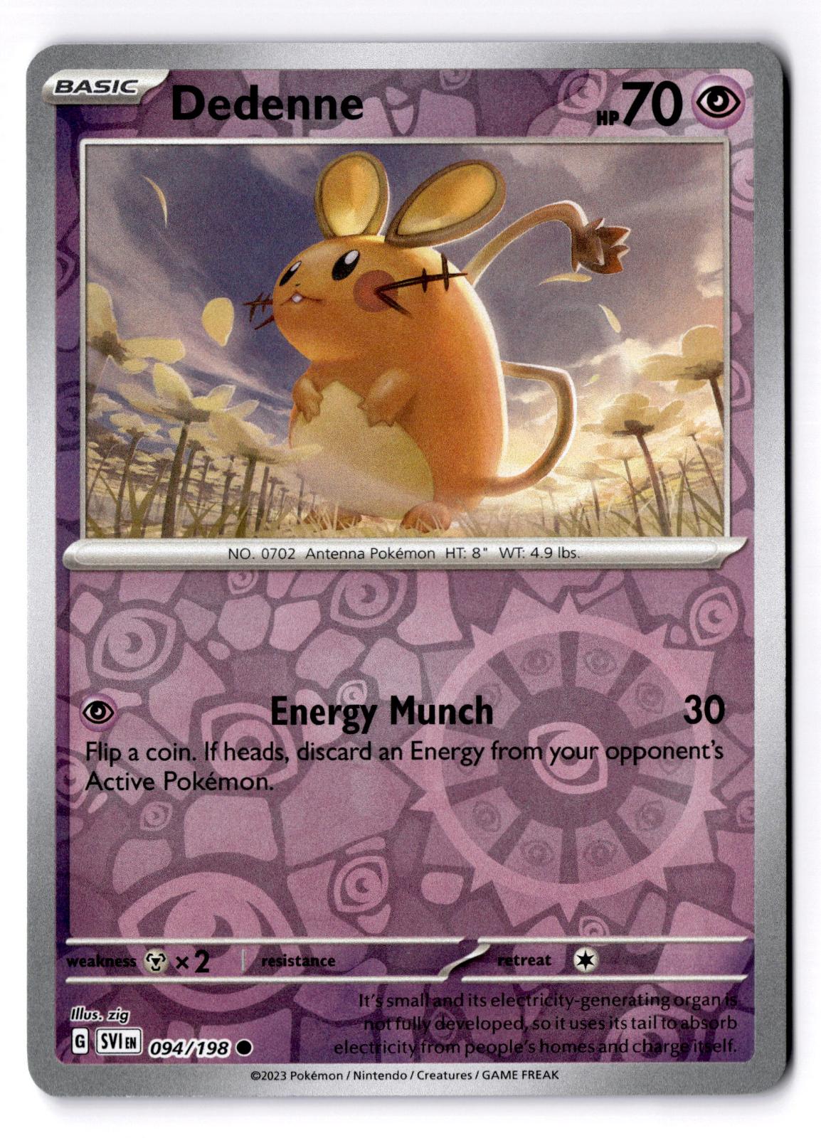 Dedenne 094/198 Common Scarlet & Violet Pokemon Reverse Holo Near Mint