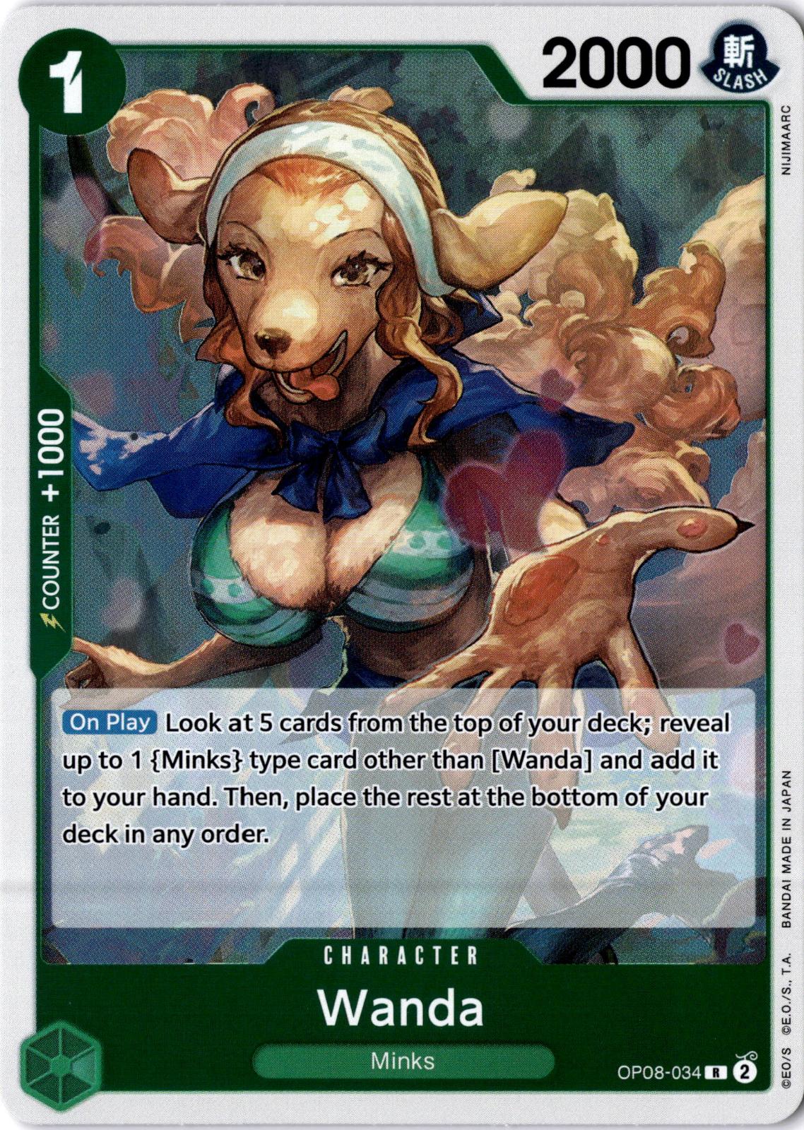 Wanda OP08-034 Rare Two Legends One Piece Foil Near Mint