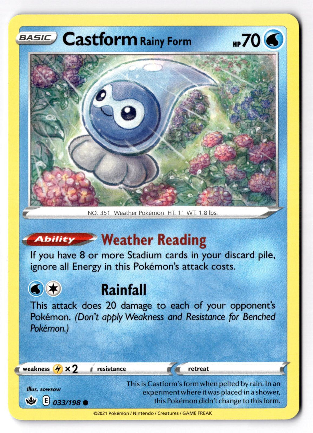 Castform Rainy Form 033/198 Common Chilling Reign Pokemon Near Mint
