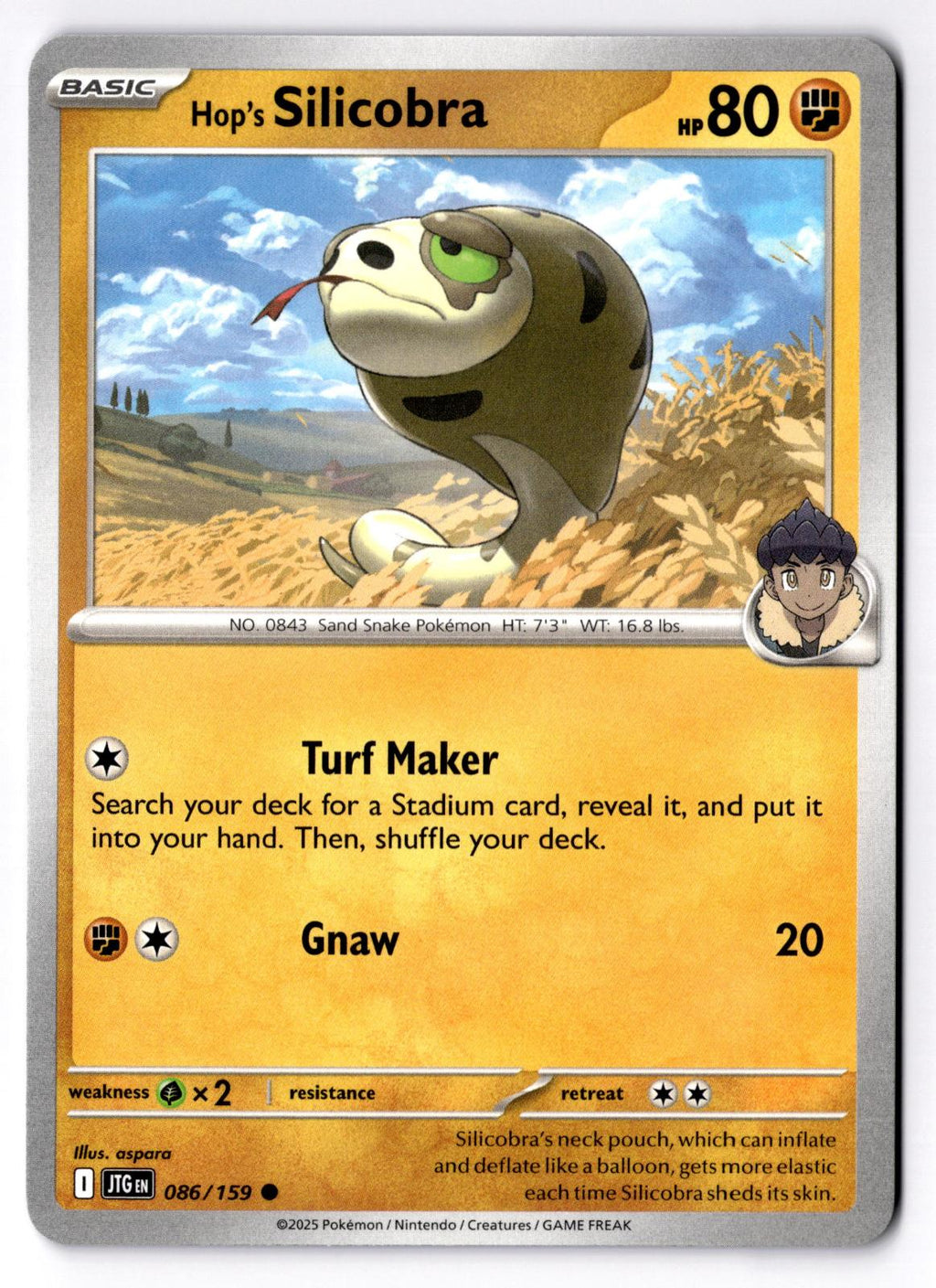 Hop's Silicobra 086/159 Common Journey Together Pokemon Near Mint