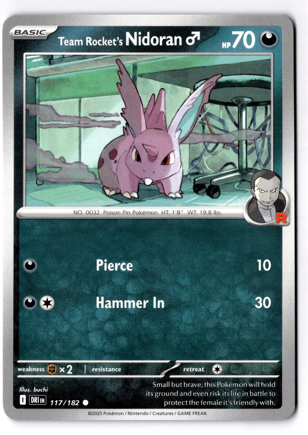 Team Rocket's NidoranM 117/182 Common Destined Rivals Pokemon Near Mint