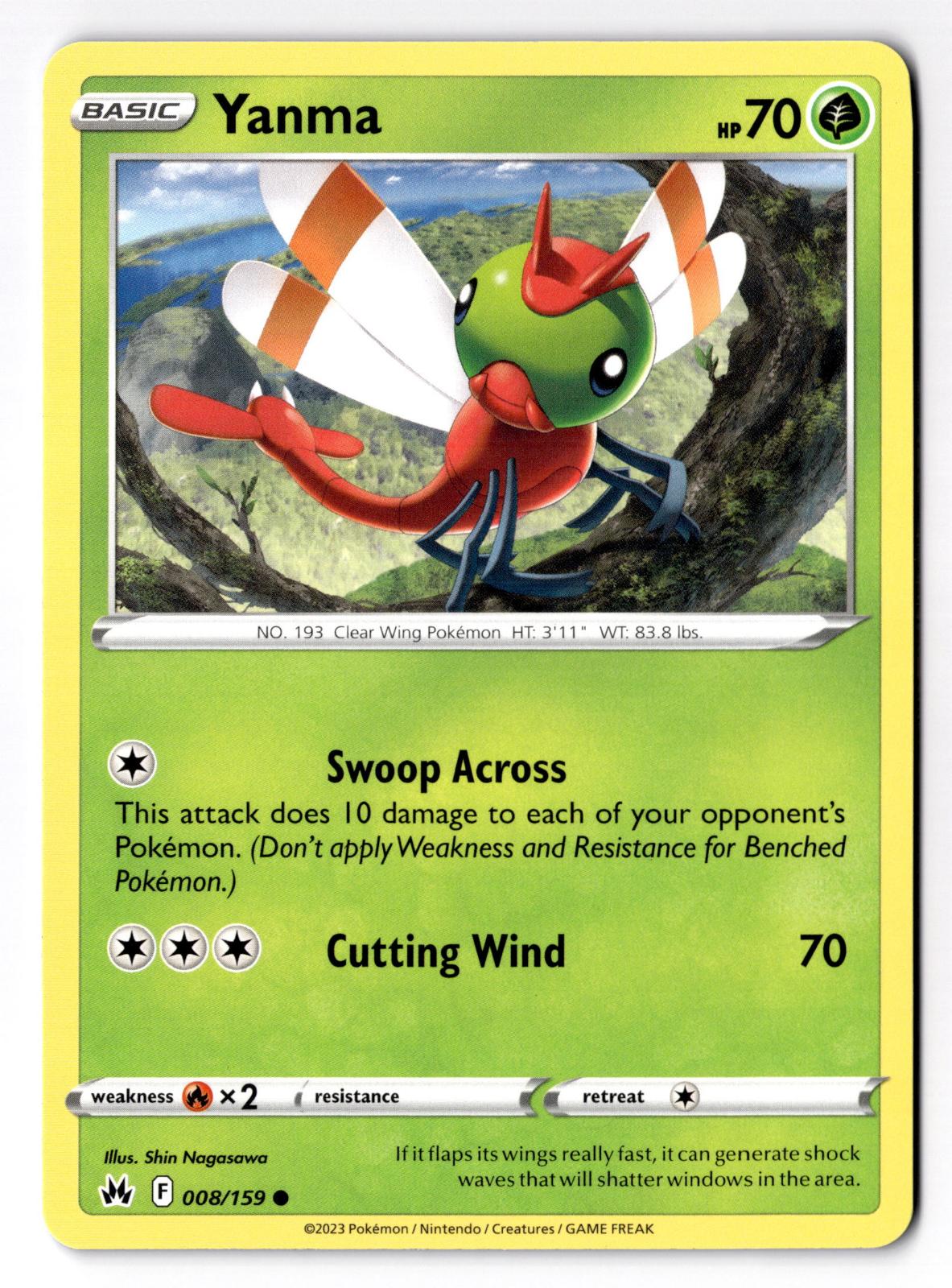 Yanma 008/159 Common Crown Zenith Pokemon Near Mint
