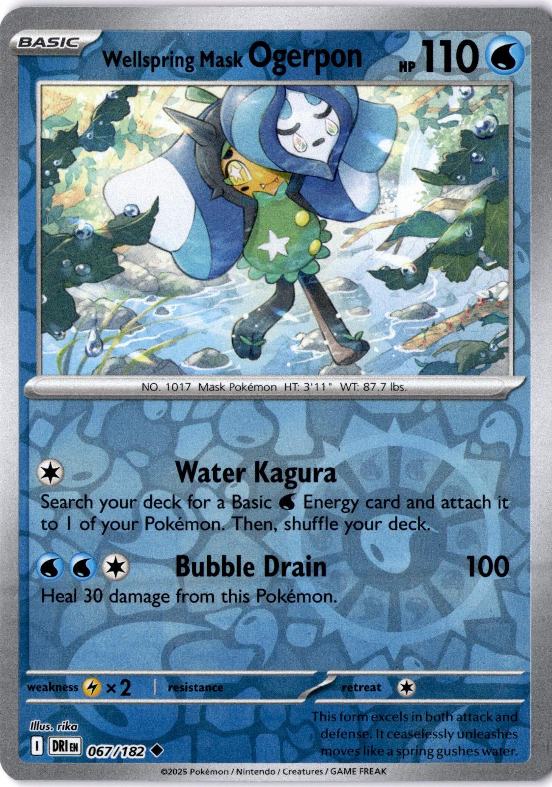 Wellspring Mask Ogerpon 067/182 Uncommon Destined Rivals Pokemon Reverse Holo NM