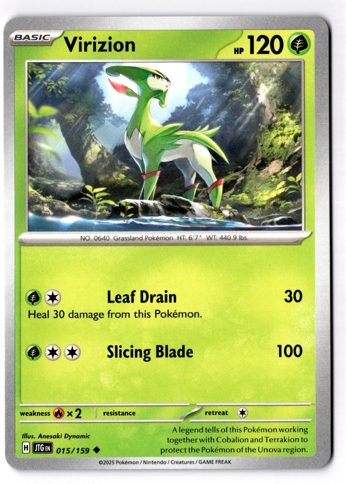 Virizion 015/159 Uncommon Journey Together Pokemon Near Mint