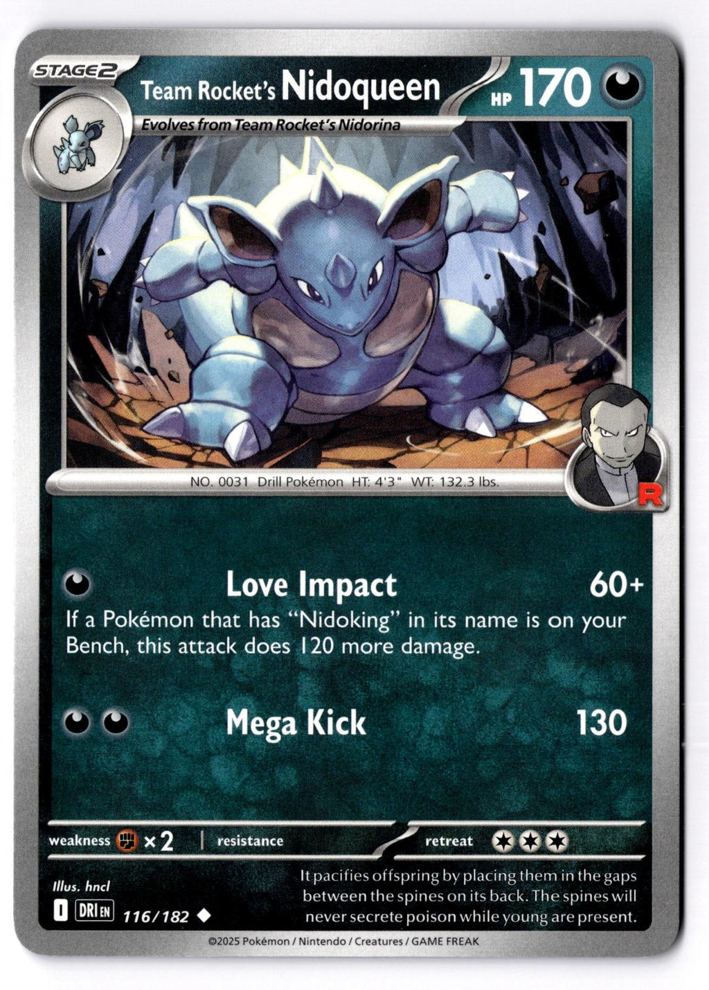 Team Rocket's Nidoqueen 116/182 Uncommon Destined Rivals Pokemon Near Mint