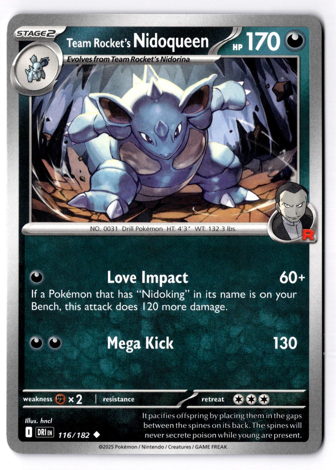Team Rocket's Nidoqueen 116/182 Uncommon Destined Rivals Pokemon Near Mint