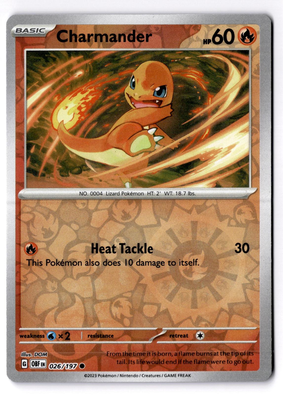 Charmander 026/197 Common Obsidian Flames Pokemon Reverse Holo Near Mint