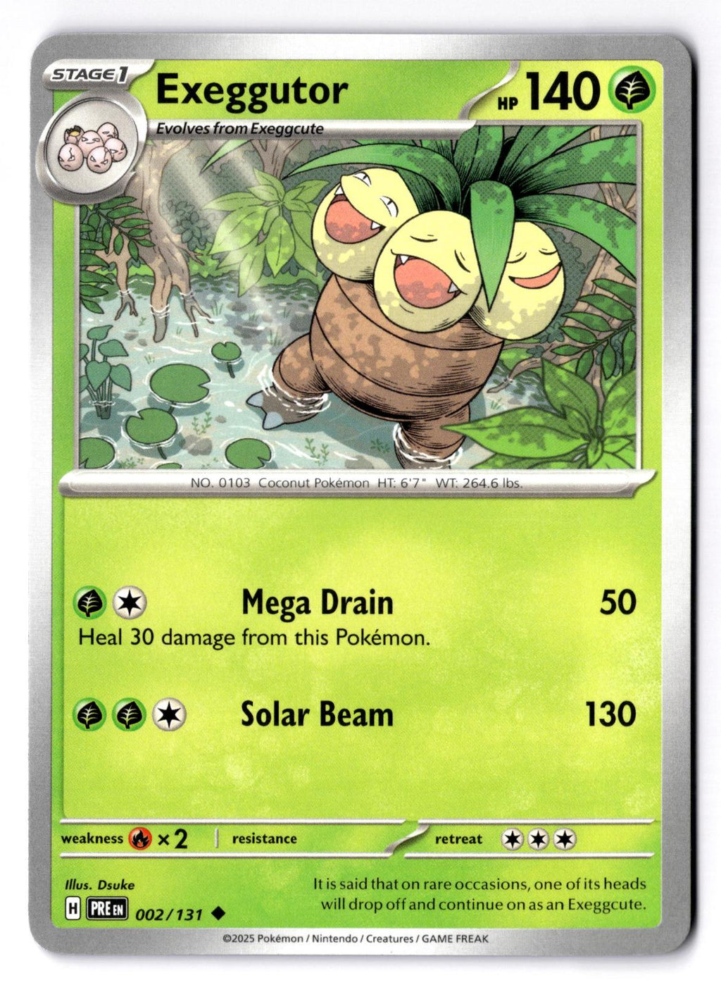 Exeggutor 002/131 Uncommon Prismatic Evolutions Pokemon Near Mint