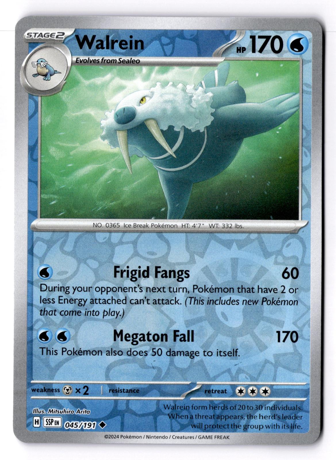 Walrein 045/191 Uncommon Surging Sparks Pokemon Reverse Holo Near Mint