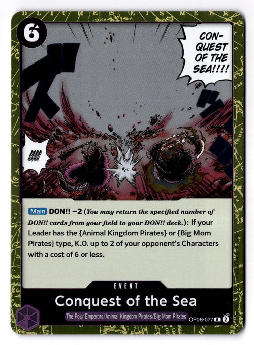 Conquest of the Sea OP08-077 Rare Two Legends One Piece Foil Near Mint