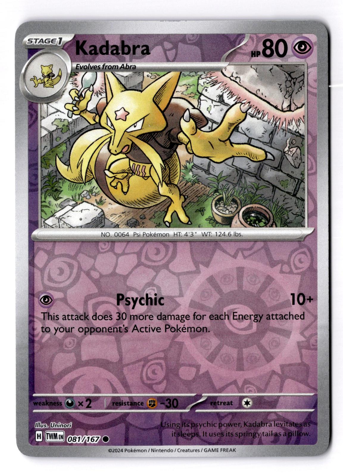 Kadabra 081/167 Common Twilight Masquerade Pokemon Reverse Holo Near Mint